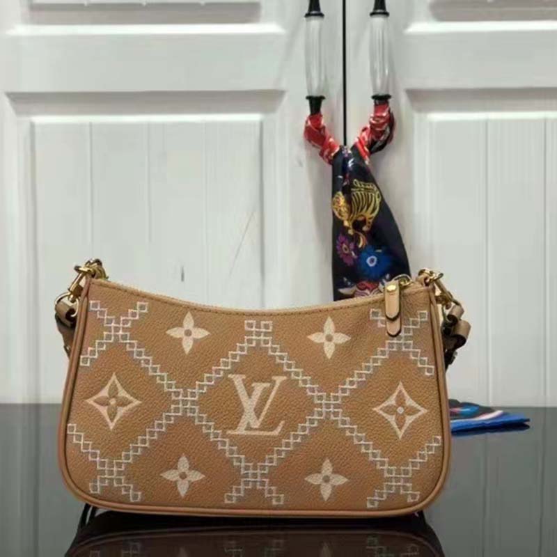 Louis Vuitton LV Women Easy Pouch On Strap Beige Monogram Supple Grained Cowhide