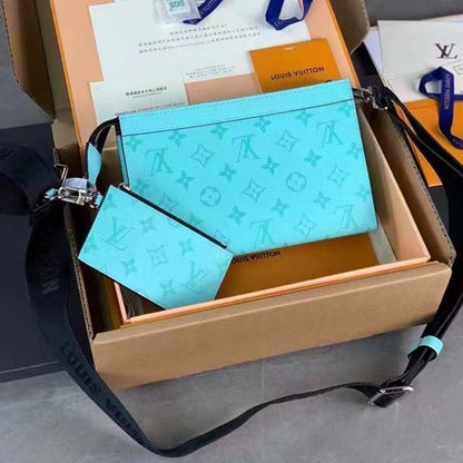 Louis Vuitton LV Unisex Gaston Wearable Wallet Miami Green Coated Canvas Cowhide Leather