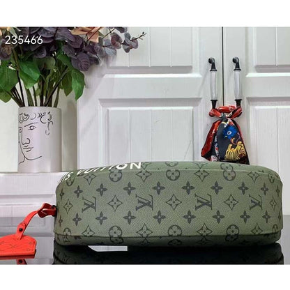 Louis Vuitton LV Unisex Hamac Bag Khaki Green Vermillion Red Monogram Coated Canvas Cowhide Leather