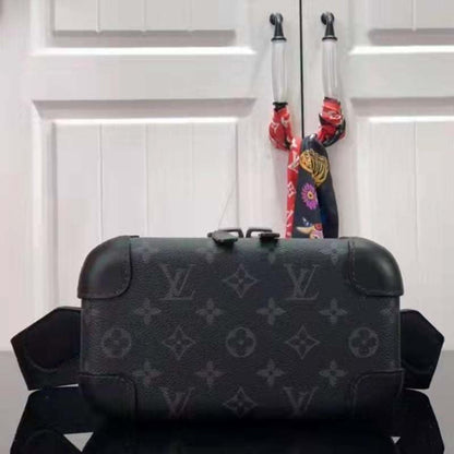 Louis Vuitton LV Unisex Horizon Clutch Black Monogram Eclipse Coated Canvas Textile Cowhide