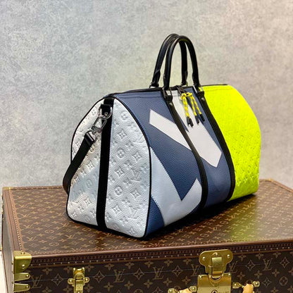 Louis Vuitton LV Unisex Keepall Bandoulière 50B Yellow Taurillon Cowhide Leather