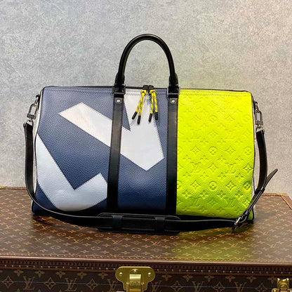 Louis Vuitton LV Unisex Keepall Bandoulière 50B Yellow Taurillon Cowhide Leather