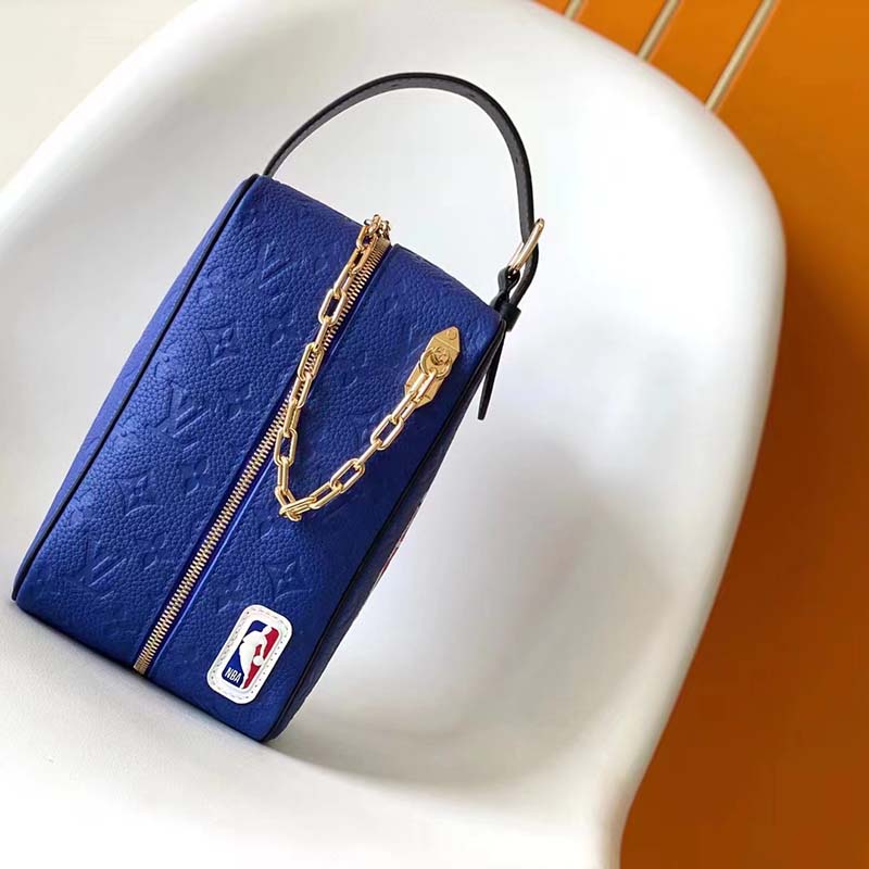 Louis Vuitton LV Unisex LV x NBA Dopp Kit Blue Embossed Taurillon Leather