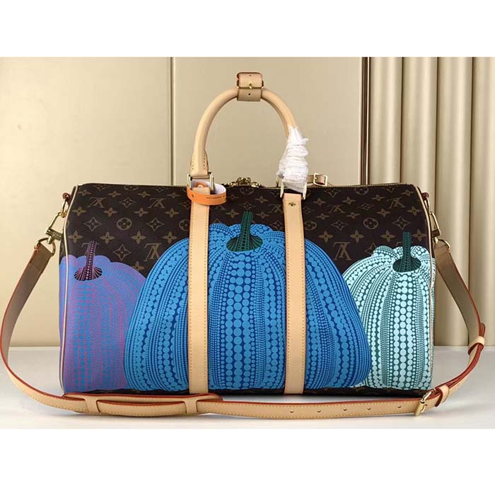 Louis Vuitton LV Unisex LV x YK Keepall 45 Monogram Coated Canvas Colorful Pumpkin Print