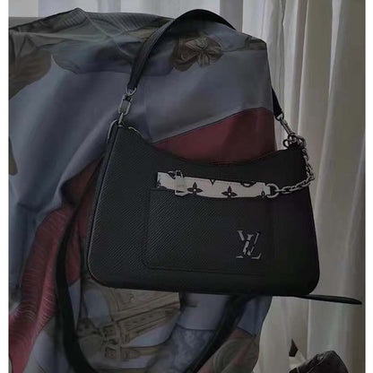 Louis Vuitton LV Women Marelle Handbag Quartz Black Epi Grained Cowhide Canvas