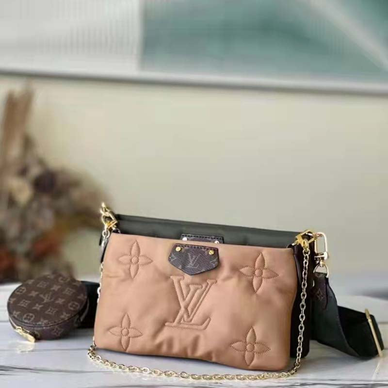 Louis Vuitton LV Unisex Maxi Multi Pochette Accessoires Handbag Green Beige