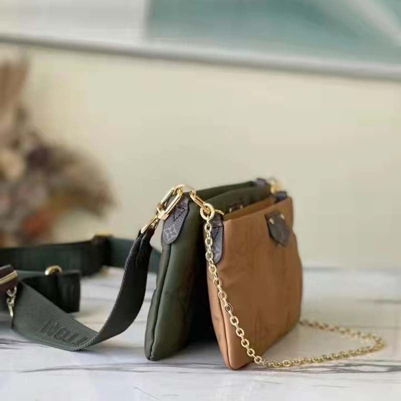 Louis Vuitton LV Unisex Maxi Multi Pochette Accessoires Handbag Green Beige