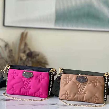 Louis Vuitton LV Unisex Maxi Multi Pochette Accessoires Handbag Fuchsia Black