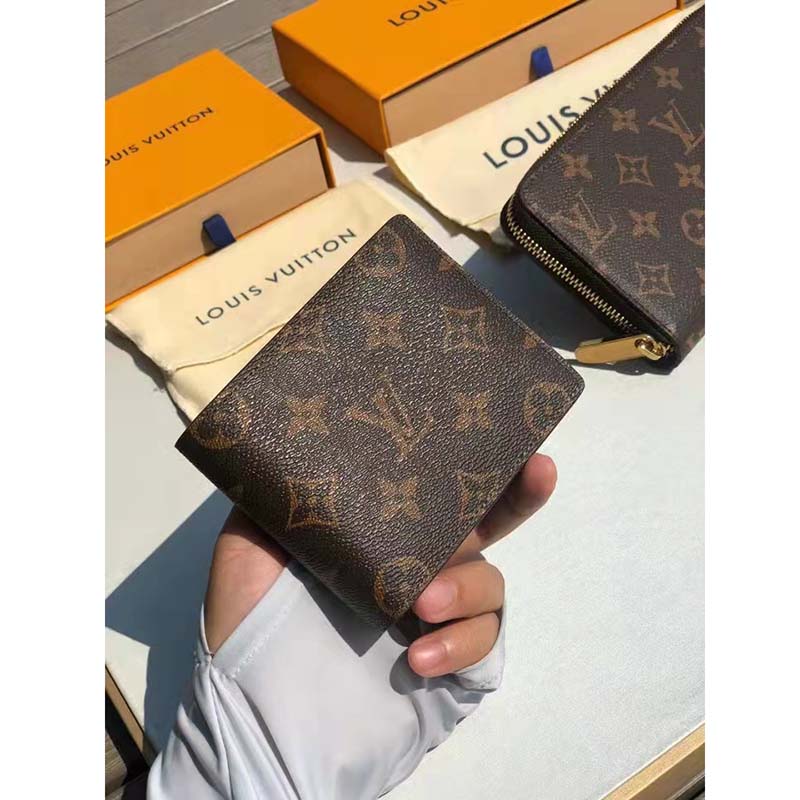 Louis Vuitton LV Unisex Multiple Wallet Brown Coated Canvas Cowhide Leather