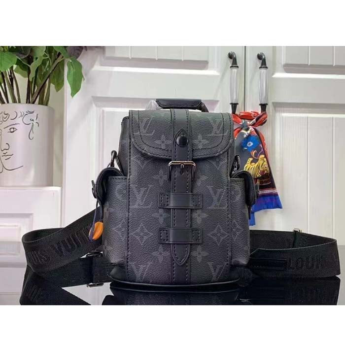Louis Vuitton LV Unisex Nano Christopher Monogram Eclipse Coated Canvas Cowhide Leather