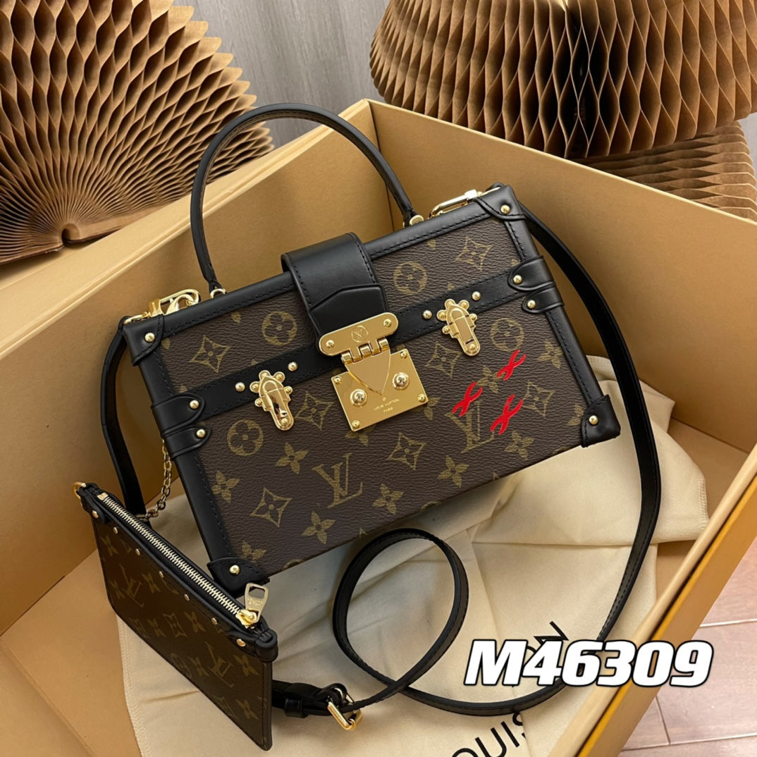 Louis Vuitton LV Unisex Petite Malle V. Monogram Coated Canvas S-Lock