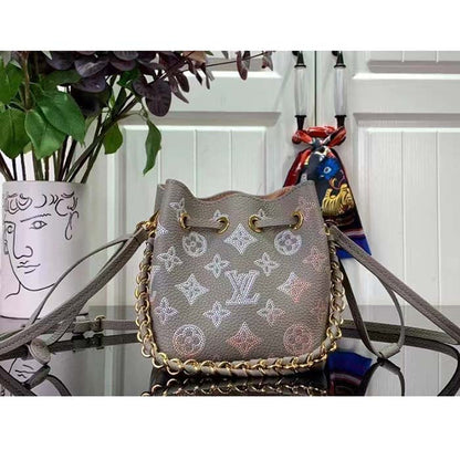 Louis Vuitton LV Unisex Pico Bella Gray Mahina Perforated Calf Leather Microfiber Lining