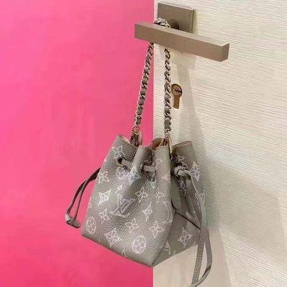 Louis Vuitton LV Unisex Pico Bella Gray Mahina Perforated Calf Leather Microfiber Lining