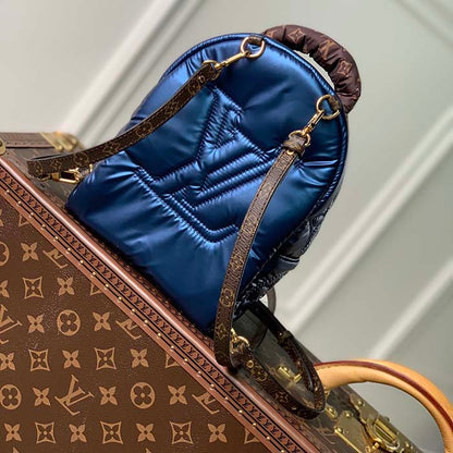 Louis Vuitton LV Unisex Pillow Palm Springs Mini Backpack Navy Blue Recycled Metallic Nylon