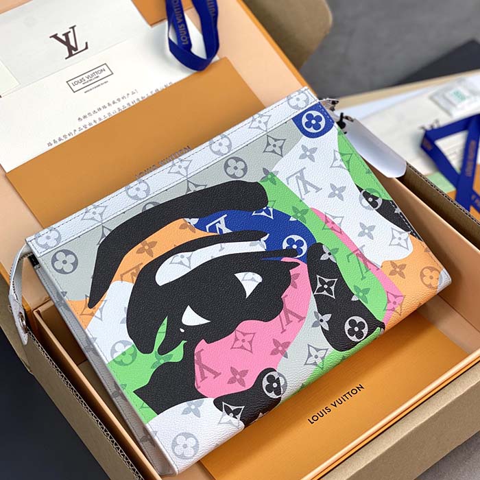 Louis Vuitton LV Unisex Pochette Voyage Multicolor Monogram Coated Canvas Cowhide Leather