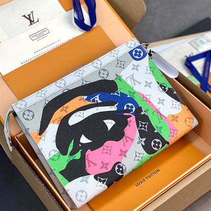 Louis Vuitton LV Unisex Pochette Voyage Multicolor Monogram Coated Canvas Cowhide Leather