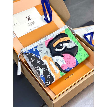 Louis Vuitton LV Unisex Pochette Voyage Multicolor Monogram Coated Canvas Cowhide Leather