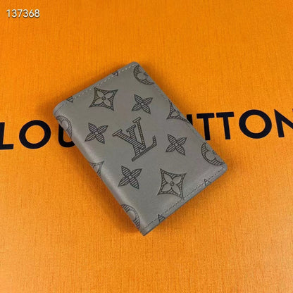 Louis Vuitton LV Unisex Pocket Organizer Anthracite Gray Monogram Shadow Calf Leather