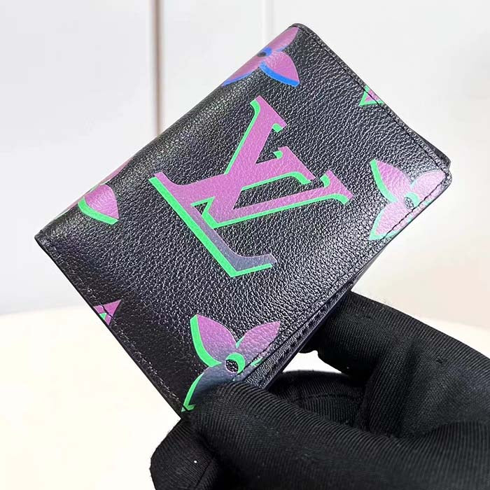 Louis Vuitton LV Unisex Pocket Organizer Black Borealis Calf Leather Textile Lining