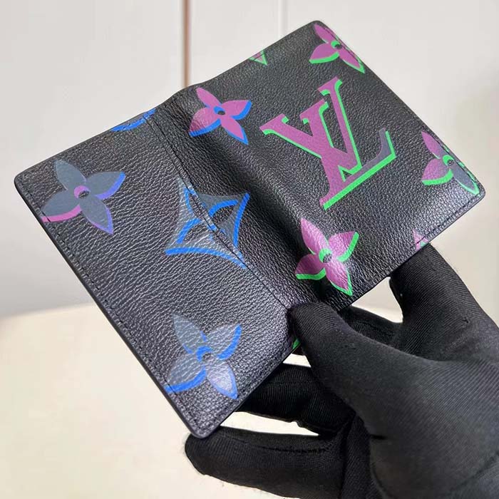 Louis Vuitton LV Unisex Pocket Organizer Black Borealis Calf Leather Textile Lining