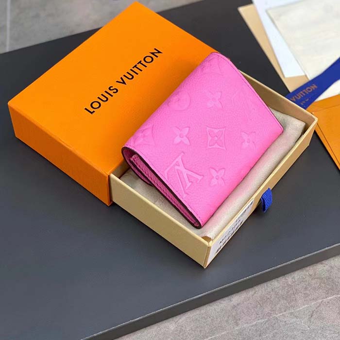Louis Vuitton LV Unisex Rosalie Coin Purse Pink Monogram Empreinte Embossed Supple Grained Cowhide Leather
