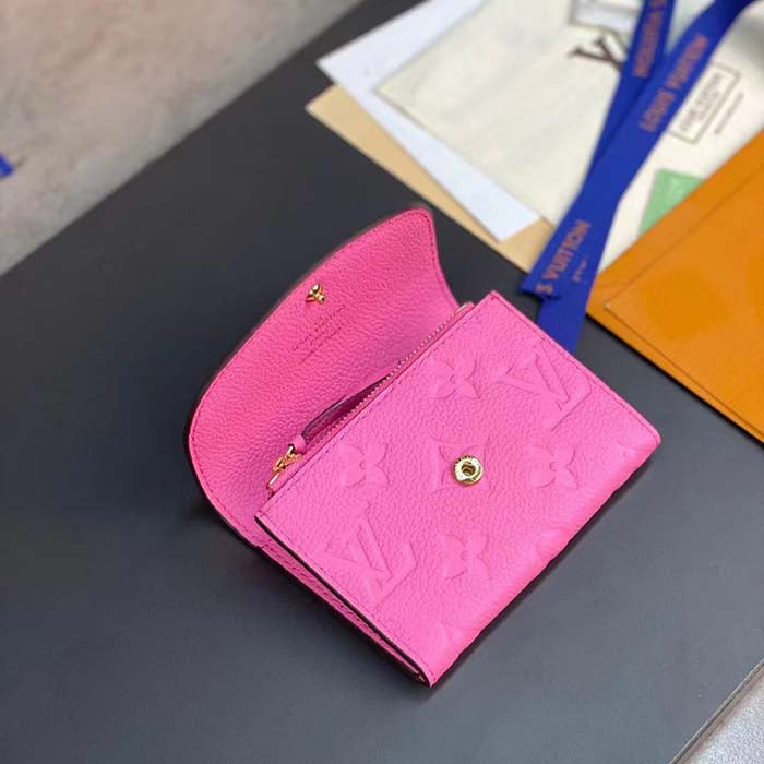 Louis Vuitton LV Unisex Rosalie Coin Purse Pink Monogram Empreinte Embossed Supple Grained Cowhide Leather