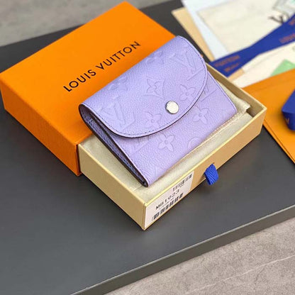 Louis Vuitton LV Unisex Rosalie Coin Purse Purple Monogram Empreinte Embossed Supple Grained Cowhide Leather