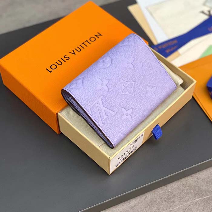 Louis Vuitton LV Unisex Rosalie Coin Purse Purple Monogram Empreinte Embossed Supple Grained Cowhide Leather