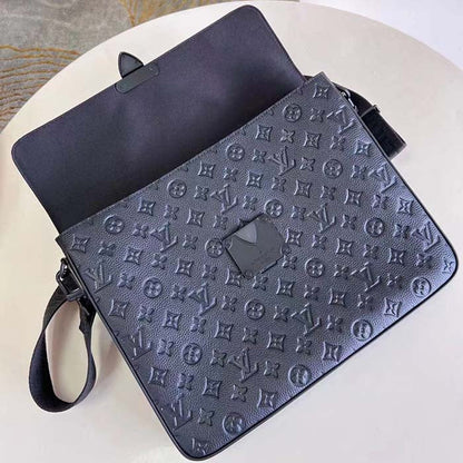 Louis Vuitton LV Unisex S Lock Briefcase Black Taurillon Monogram Embossed Cowhide Leather