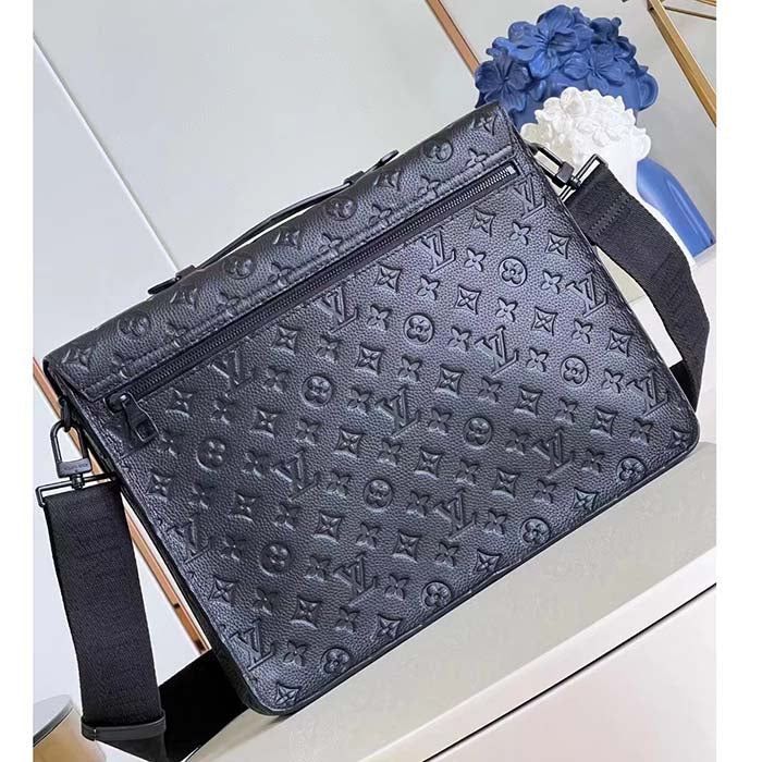 Louis Vuitton LV Unisex S Lock Briefcase Black Taurillon Monogram Embossed Cowhide Leather