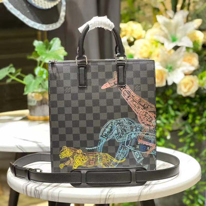 Louis Vuitton LV Unisex Sac Plat Cross Damier Graphite Coated Canvas