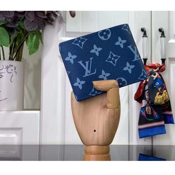 Louis Vuitton LV Unisex Slender Wallet Atlantic Blue Monogram Coated Canvas