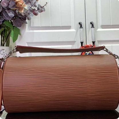 Louis Vuitton LV Unisex Soft Polochon MM Cognac Calf Leather Textile Lining