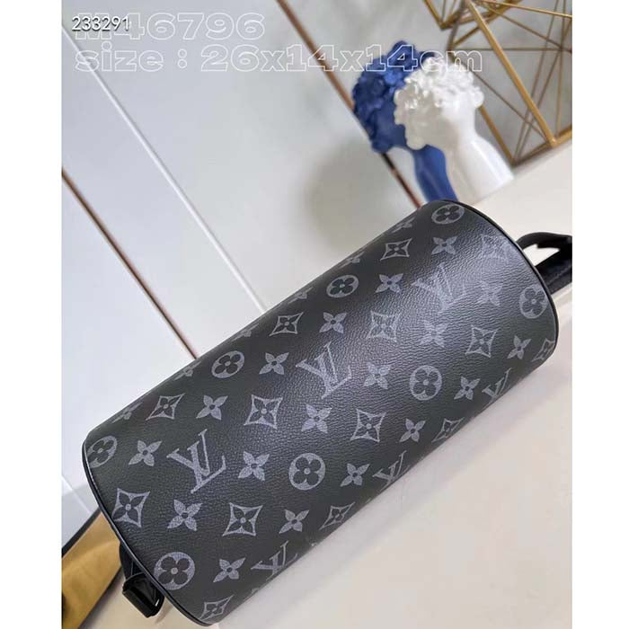 Louis Vuitton LV Unisex Soft Polochon PM Monogram Eclipse Coated Canvas Cowhide Leather