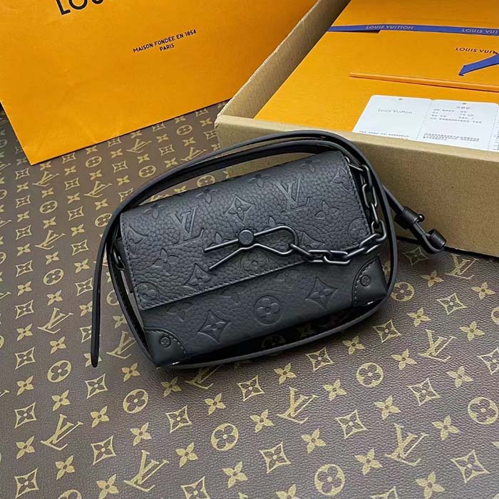 Louis Vuitton LV Unisex Steamer Wearable Wallet Black Embossed Cowhide Leather