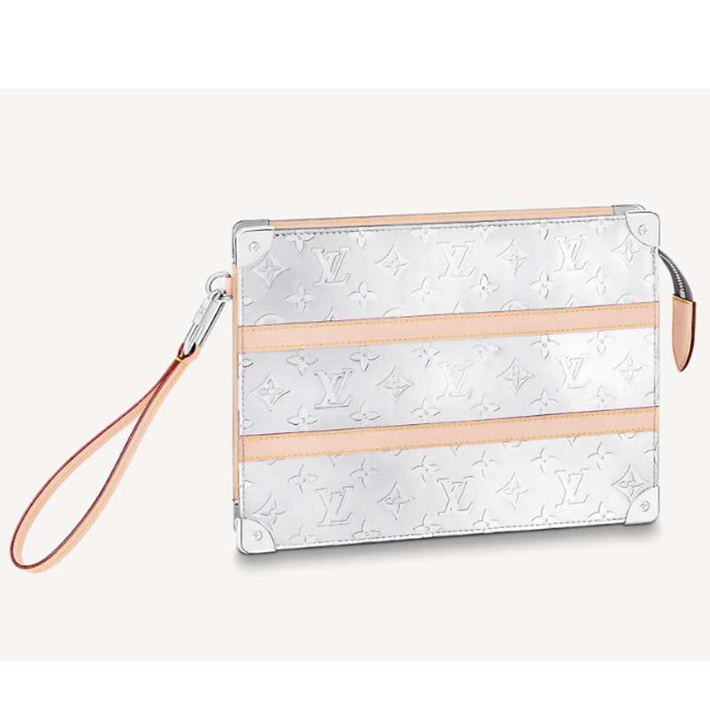 Louis Vuitton LV Unisex Trunk Pouch Silver Monogram Mirror Coated Canvas