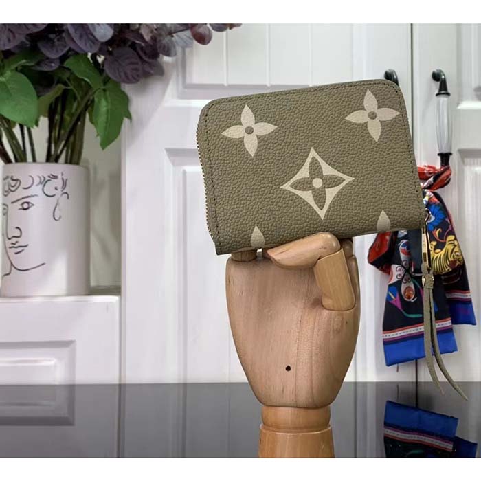 Louis Vuitton LV Unisex Zippy Coin Purse Khaki Cream Monogram Empreinte Embossed Cowhide Leather