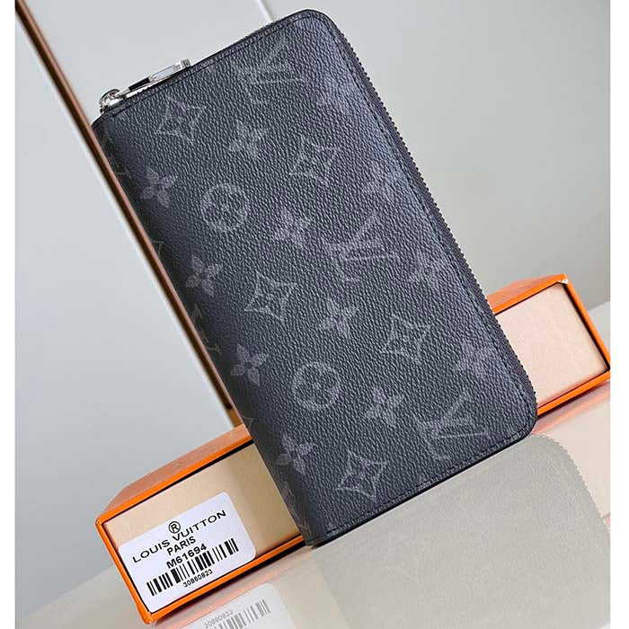 Louis Vuitton LV Unisex Zippy Organizer Monogram Eclipse Coated Canvas Cowhide Leather