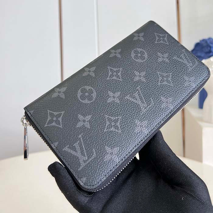 Louis Vuitton LV Unisex Zippy Organizer Monogram Eclipse Coated Canvas Cowhide Leather