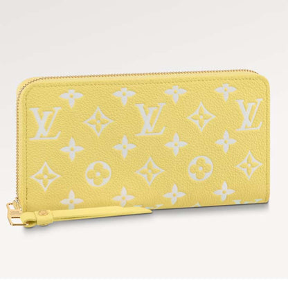 Louis Vuitton LV Unisex Zippy Wallet Yellow Monogram Empreinte Embossed Supple Grained Cowhide