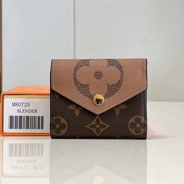 Louis Vuitton LV Unisex Zoe Wallet Monogram Reverse Coated Canvas Cowhide Leather