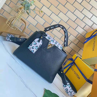 Louis Vuitton LV Women Capucines BB Handbag Black Taurillon Leather