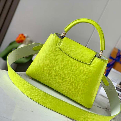 Louis Vuitton LV Women Capucines BB Handbag Cedrat Yellow Crème Nacré Taurillon Leather