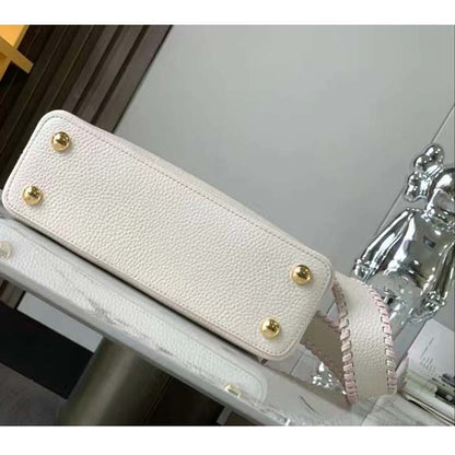 Louis Vuitton LV Women Capucines BB Handbag Cream Beige Pearly Pink Taurillon Cowhide Leather