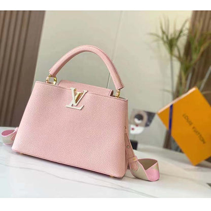 Louis Vuitton LV Women Capucines BB Handbag Rose Jasmin Taurillon Leather