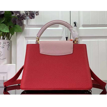 Louis Vuitton LV Women Capucines BB Handbag Rose Pink Taurillon Leather