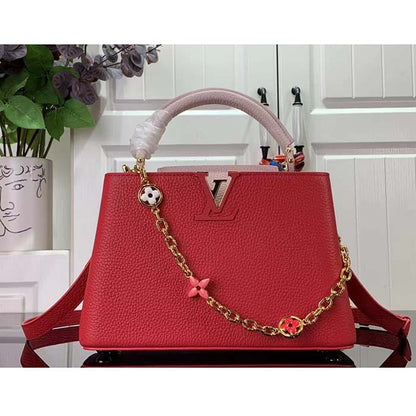 Louis Vuitton LV Women Capucines BB Handbag Rose Pink Taurillon Leather