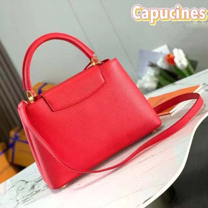 Louis Vuitton LV Women Capucines BB Handbag Scarlet Red Taurillon Cowhide Leather