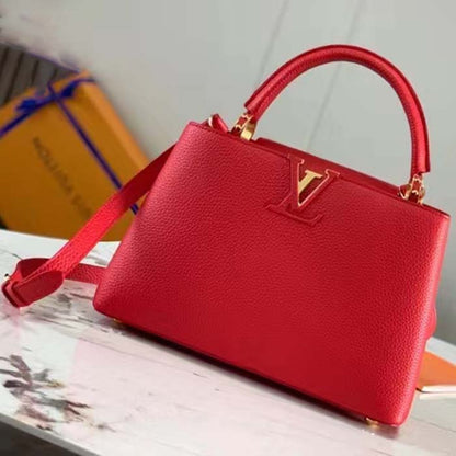 Louis Vuitton LV Women Capucines BB Handbag Scarlet Red Taurillon Cowhide Leather