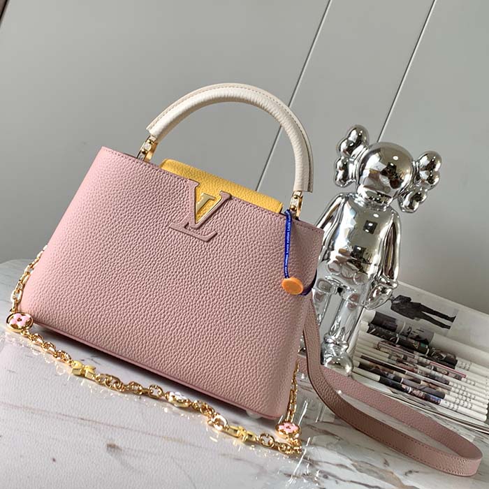 Louis Vuitton LV Women Capucines BB Powdered Beige Taurillon Leather